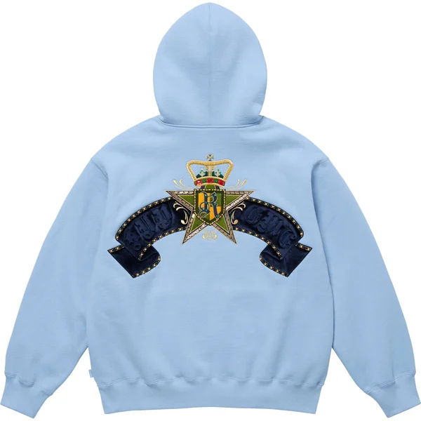 Supreme Crest Zip Up Hooded Sweatshirt - Light Blue (front)