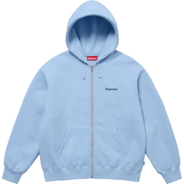 Supreme Crest Zip Up Hooded Sweatshirt - Light Blue (front)
