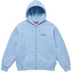 Supreme Crest Zip Up Hooded Sweatshirt - Light Blue (front)