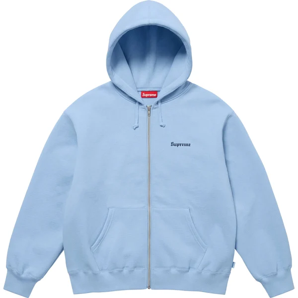 Supreme Crest Zip Up Hooded Sweatshirt - Light Blue (front)