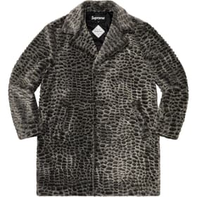 Supreme Croc Faux Fur Overcoat Black