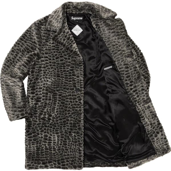 Supreme Croc Faux Fur Overcoat - Black (front)