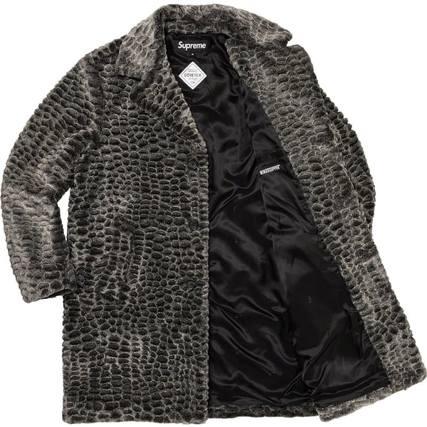 Supreme Croc Faux Fur Overcoat - Black (front)