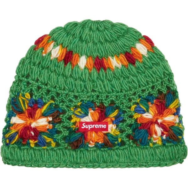 Supreme Crochet Beanie - Green (front)