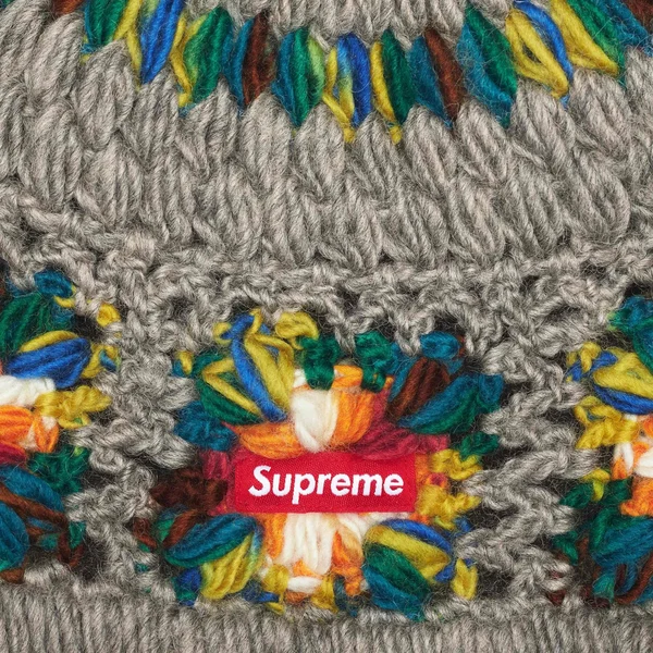Supreme Crochet Beanie - Heather Grey (front)
