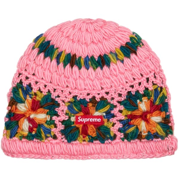 Supreme Crochet Beanie - Pink (front)