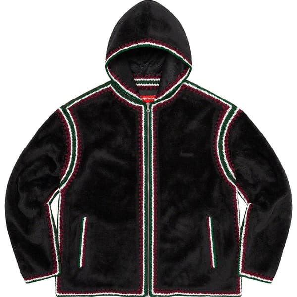 Supreme Crochet Edge Hooded Zip Up Top - Black (front)