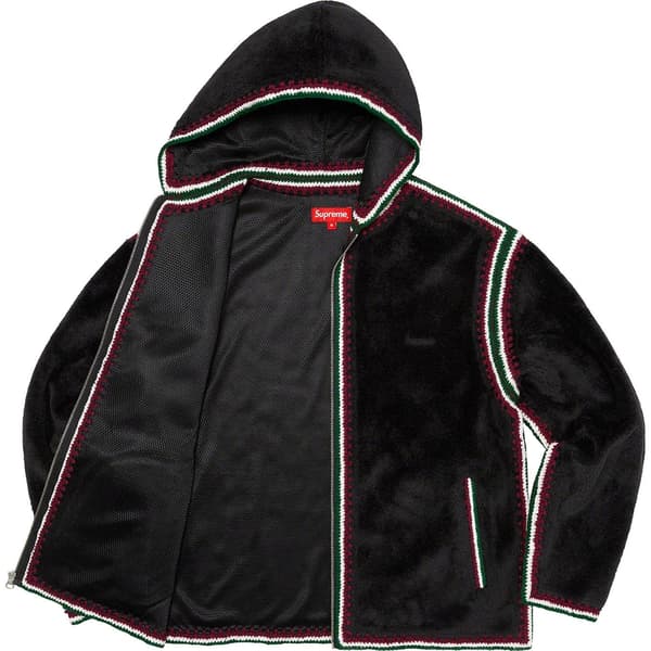 Supreme Crochet Edge Hooded Zip Up Top - Black (front)