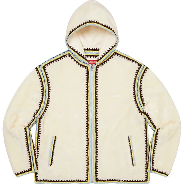 Supreme Crochet Edge Hooded Zip Up Top - White (front)
