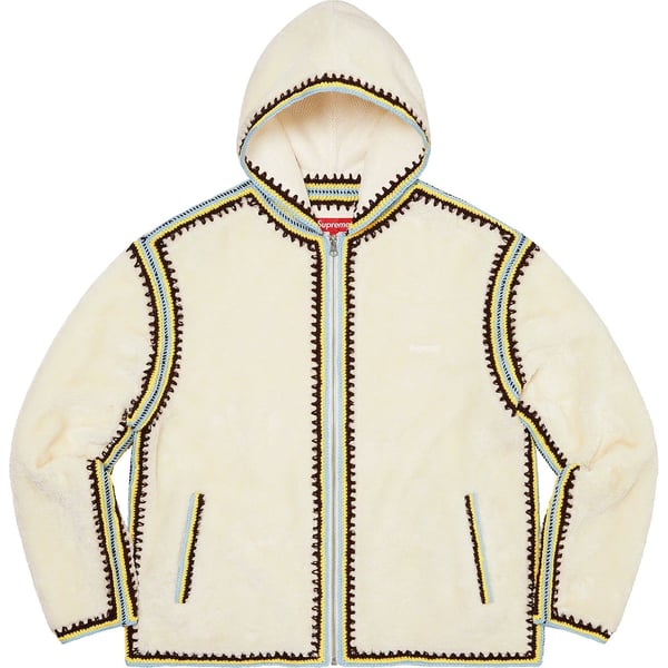 Supreme Crochet Edge Hooded Zip Up Top - White (front)
