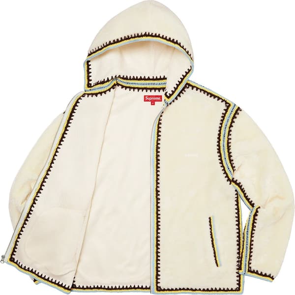 Supreme Crochet Edge Hooded Zip Up Top - White (front)