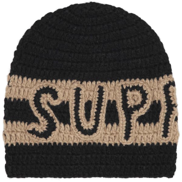 Supreme Crochet Logo Beanie - Black (front)
