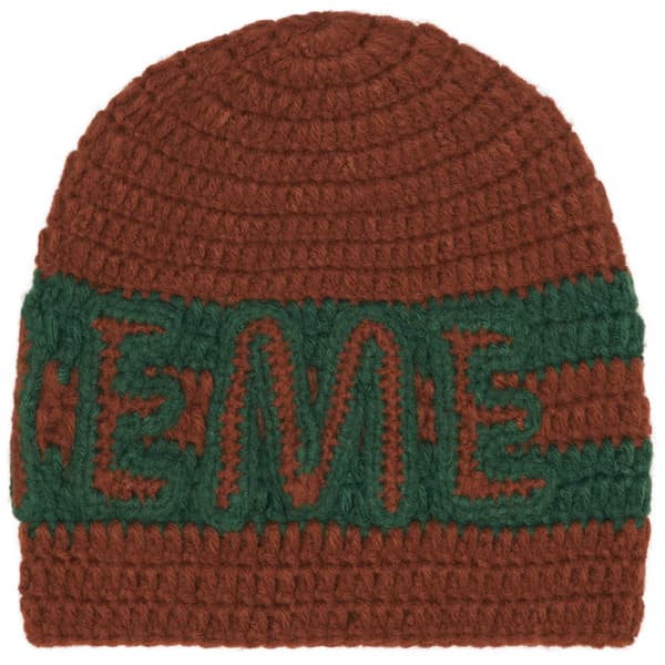 Supreme Crochet Logo Beanie - Brown (front)