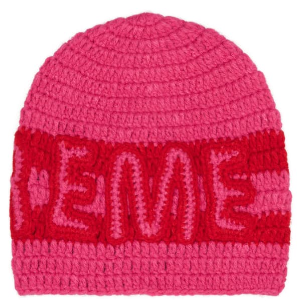 Supreme Crochet Logo Beanie - Pink (front)