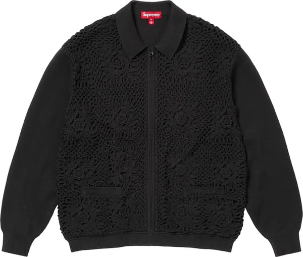 Supreme Crochet Zip Up Cardigan - Black (front)