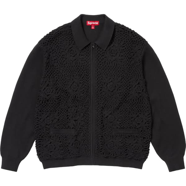 Supreme Crochet Zip Up Cardigan - Black (front)