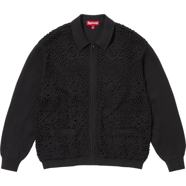 Supreme Crochet Zip Up Cardigan - Black (front)