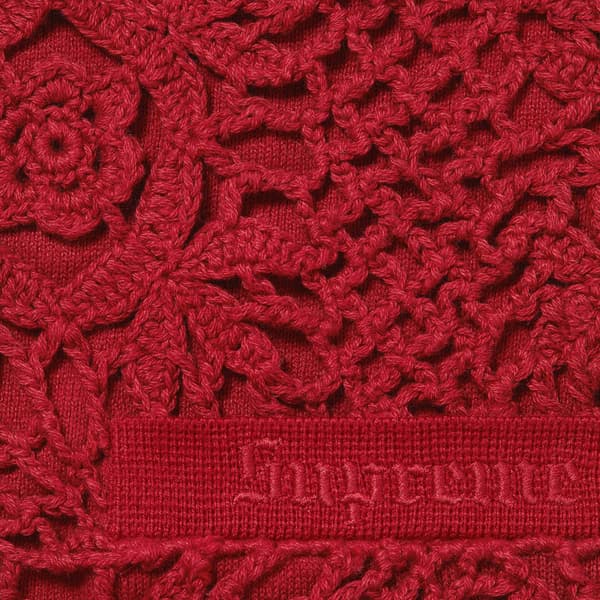 Supreme Crochet Zip Up Cardigan - Dark Red (front)