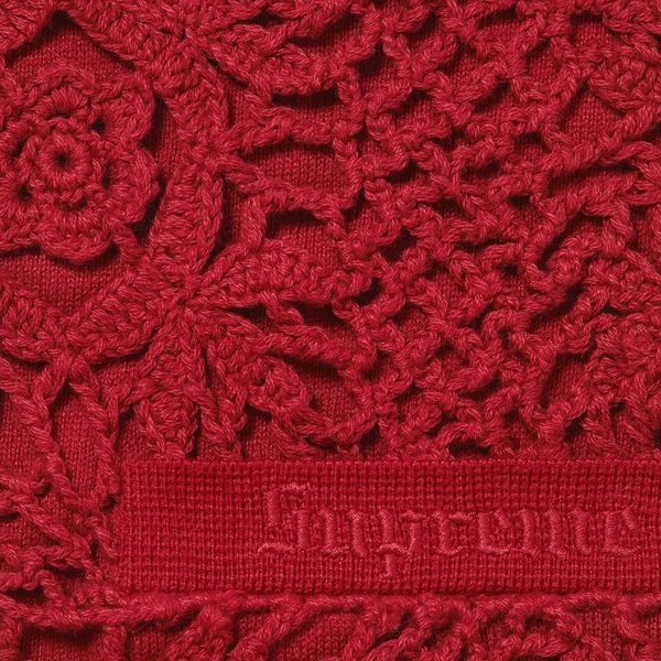 Supreme Crochet Zip Up Cardigan - Dark Red (front)