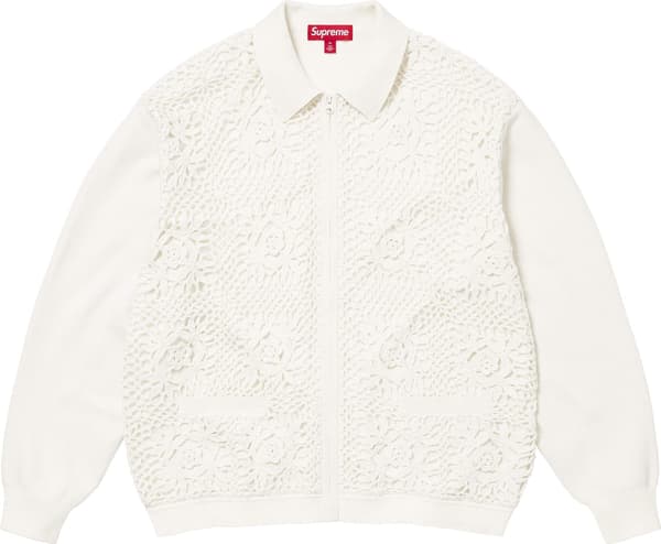 Supreme Crochet Zip Up Cardigan - White (front)