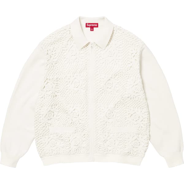 Supreme Crochet Zip Up Cardigan - White (front)