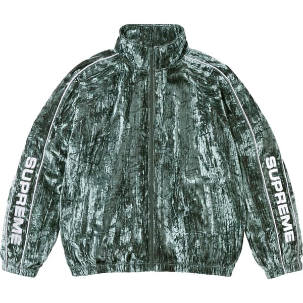 Supreme Crushed Velvet Track Jacket - Olive (front)
