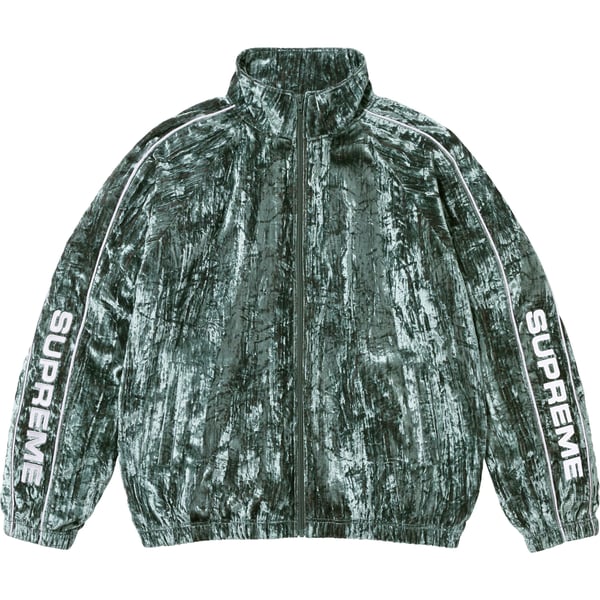 Supreme Crushed Velvet Track Jacket - Olive (front)