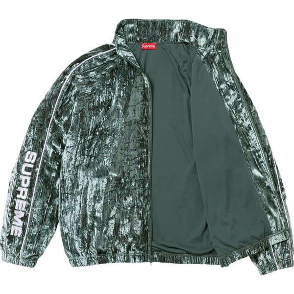Supreme Crushed Velvet Track Jacket - Olive (front)