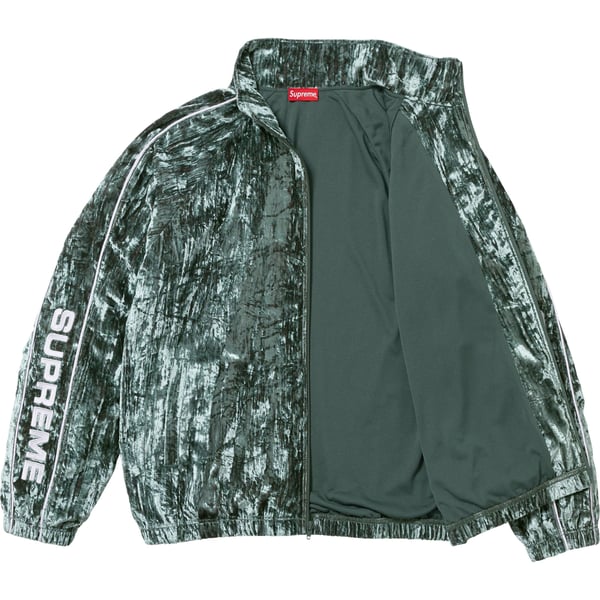 Supreme Crushed Velvet Track Jacket - Olive (front)