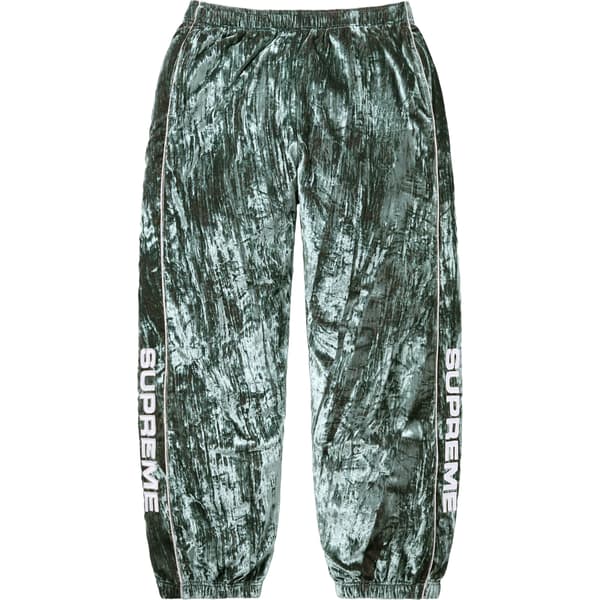 Supreme Crushed Velvet Track Pant - Olive (front)