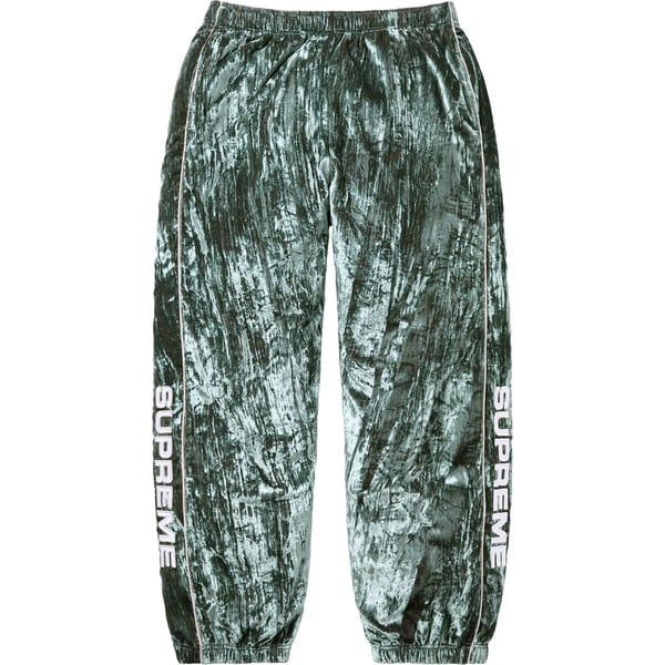 Supreme Crushed Velvet Track Pant - Olive (front)