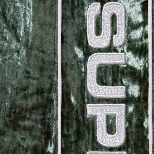 Supreme Crushed Velvet Track Pant - Olive (front)