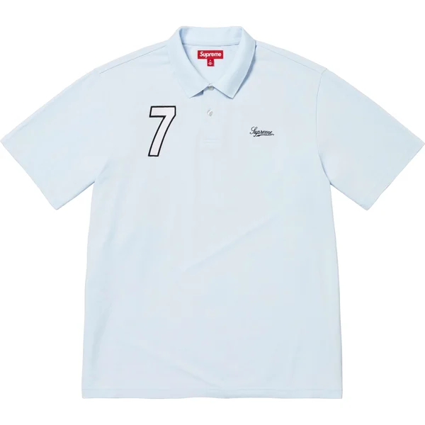 Supreme Cursive Polo - Light Blue (front)