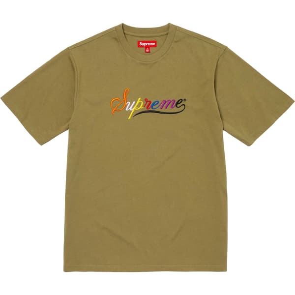 Supreme Cursive S/S Top - Dusty Olive (front)