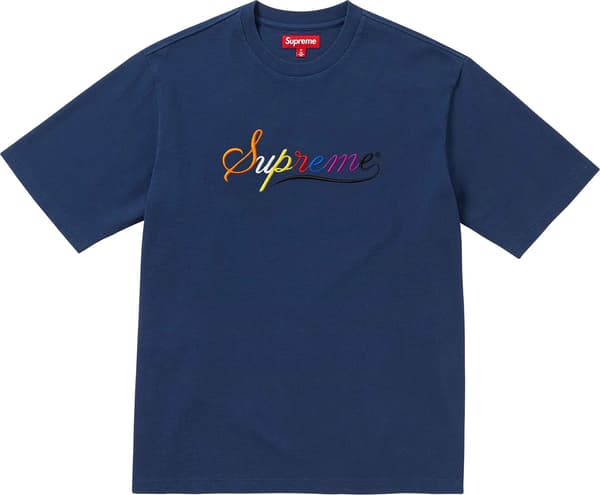 Supreme Cursive S/S Top - Navy (front)