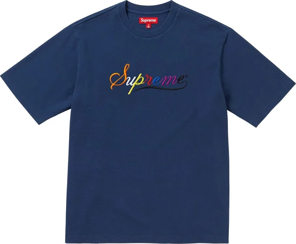 Supreme Cursive S/S Top - Navy (front)