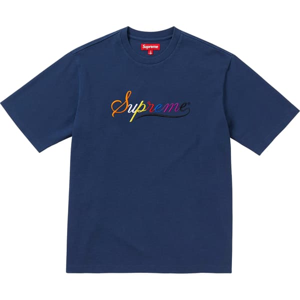 Supreme Cursive S/S Top - Navy (front)