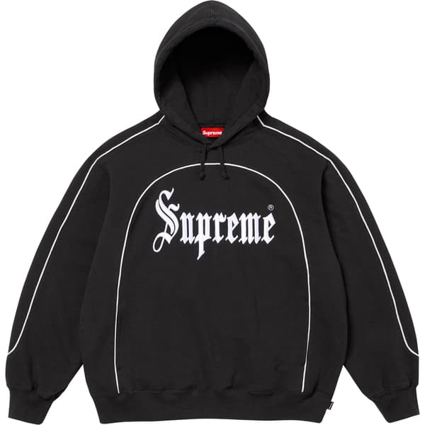Supreme Curve Piping Hooded Sweatshirt - Black (front)