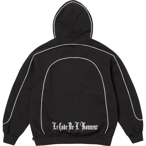Supreme Curve Piping Hooded Sweatshirt - Black (front)