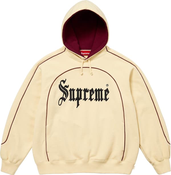 Supreme Curve Piping Hooded Sweatshirt - Natural (front)