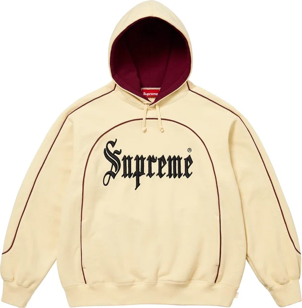 Supreme Curve Piping Hooded Sweatshirt - Natural (front)