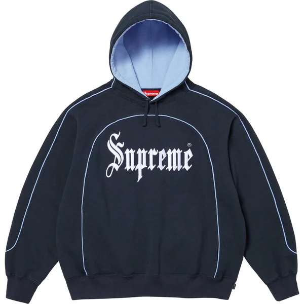 Supreme Curve Piping Hooded Sweatshirt - Navy (front)