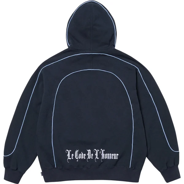 Supreme Curve Piping Hooded Sweatshirt - Navy (front)
