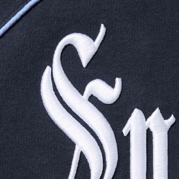 Supreme Curve Piping Hooded Sweatshirt - Navy (front)