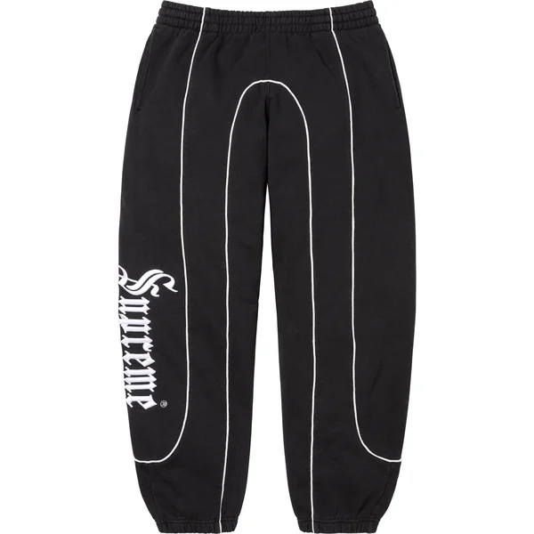 Supreme Curve Piping Sweatpant - Black (front)