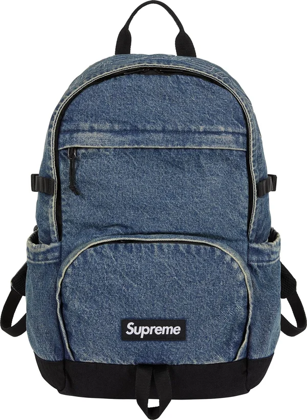 Supreme Denim Backpack - Washed Indigo (front)