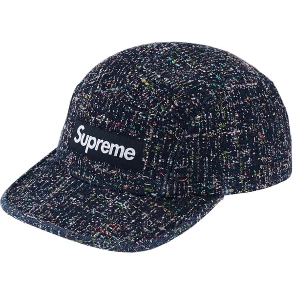 Supreme Denim Bouclé Camp Cap - Indigo (front)