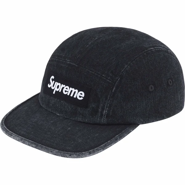 Supreme Denim Camp Cap - Black (front)