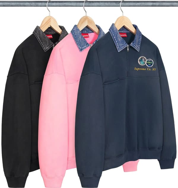 Supreme Denim Collar Half Zip Sweatshirt - Product Image