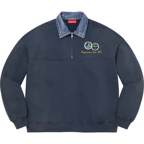 Supreme Denim Collar Half Zip Sweatshirt Navy